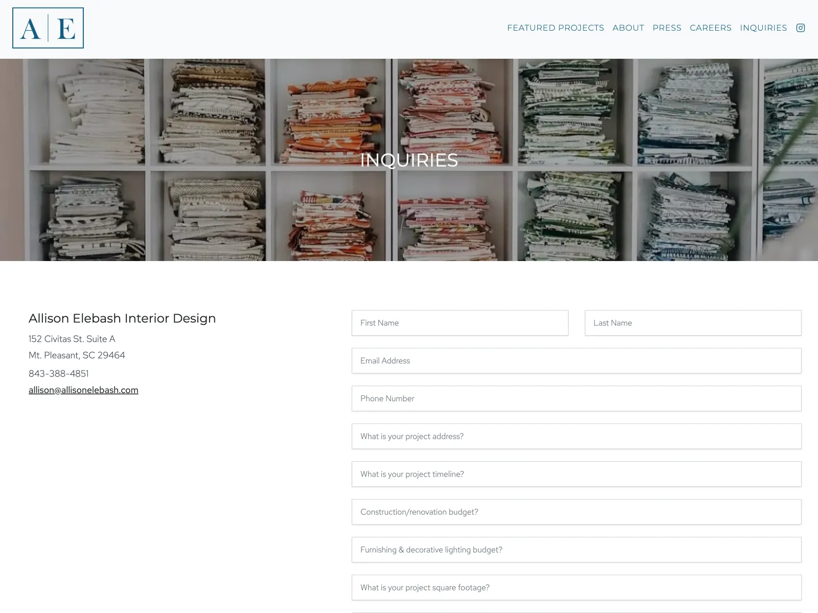 Allison Elebash Interiors Contact Page