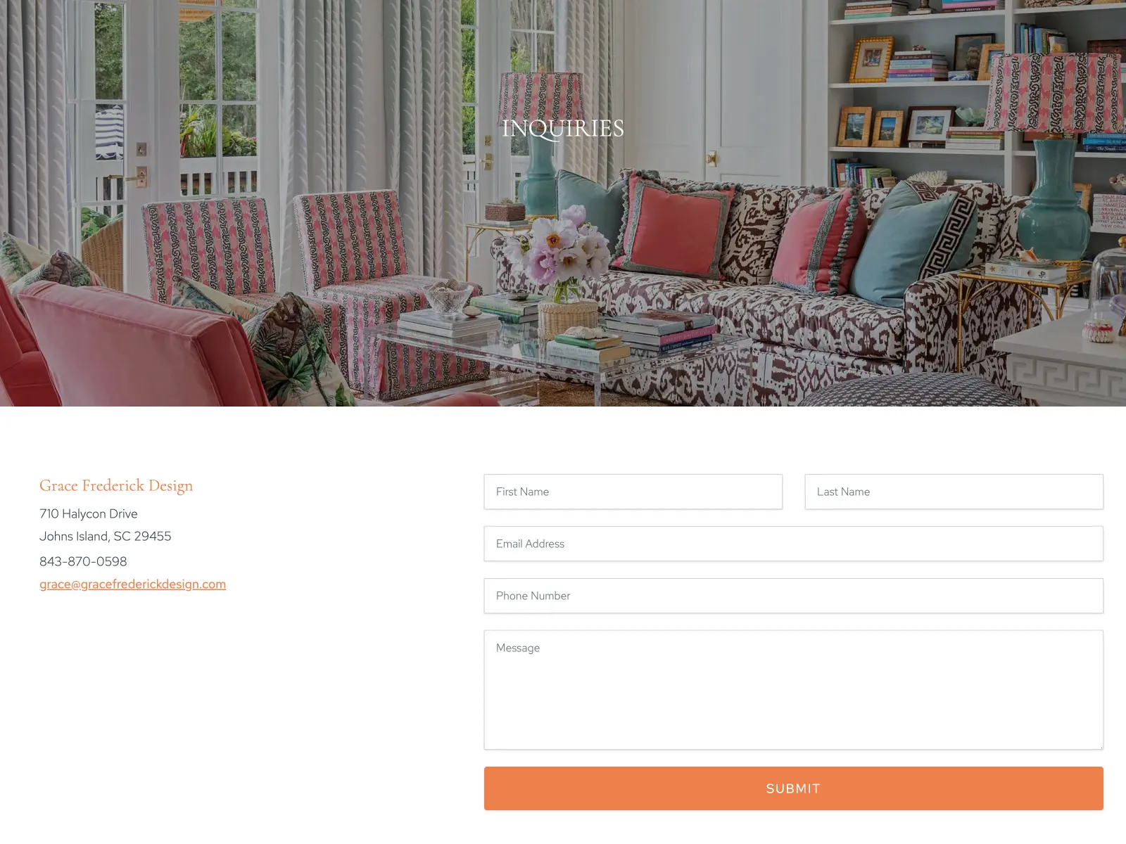 Grace Frederick Design Contact Page